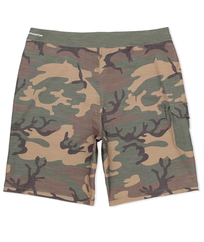 Hurley Men's Phantom 4-Way Stretch Boardshorts 9" Inseam, 20" Outseam, Quick Dry, Olive Camo Cargo - 36