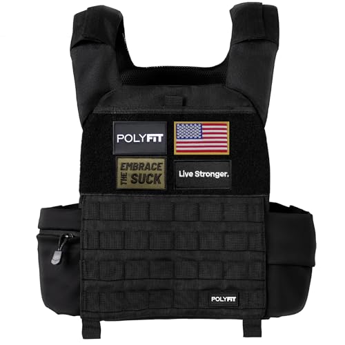 Black Polyfit Fortify Weighted Vest for Men & Women - Adjustable Workout Vest