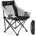 Oversized Camping Chair for Adults Black - Heavy Duty Foldable with Carry Bag, Cup Holder & Side Pockets