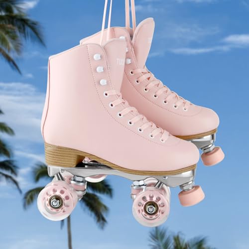 Sakura Pink Adjustable Retro Roller Skates for Women - Outdoor & Indoor Use
