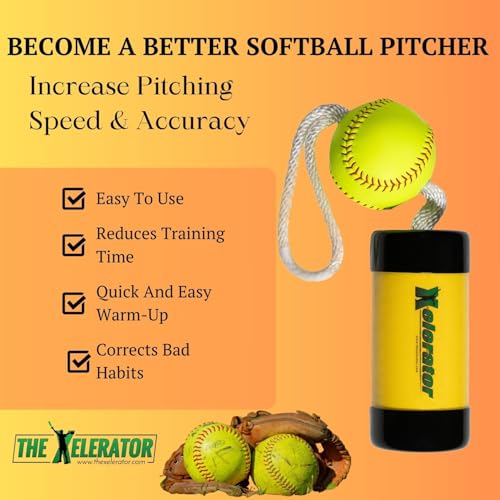 Fastpitch Softball Pitching Trainer with Leather Ball - Improve Velocity & Technique