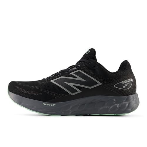 New Balance Women's Fresh Foam 680 V8 Waterproof Running Shoes - Black/Castlerock/Lab Green / Size 11