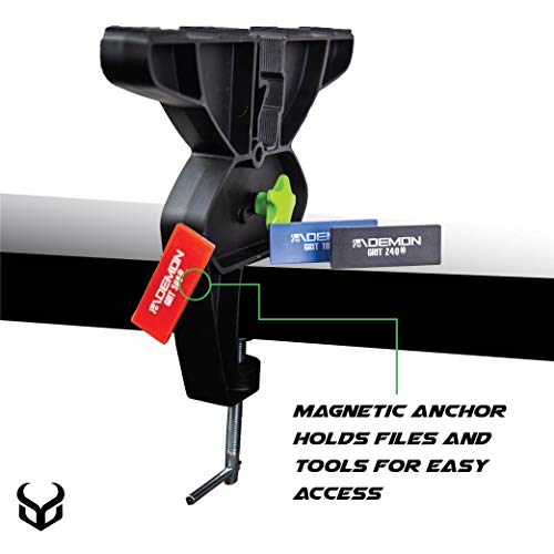 Ski and Snowboard Tuning Vise with Adjustable Clamps and Magnetic Tool Holder