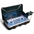 GasOne PS-2500MBA Portable Camping Stove - Double Propane Cooktop with Auto Ignition - Midnight Blue