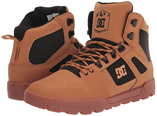 DC Men's Pure High-Top Water Resistant Boot Skate Shoe WHEAT/BLACK 8