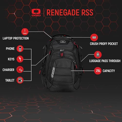 OGIO Renegade Backpack Black - 15.5 Inch Laptop, Business & School Use