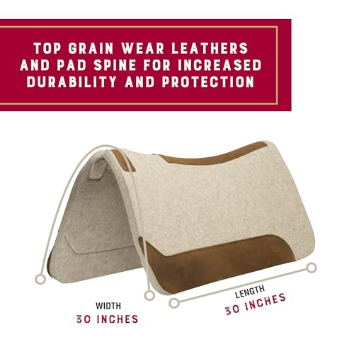 Western Saddle Pad Wool Blend Felt 30x30 Inches for Horses - Durable Comfort