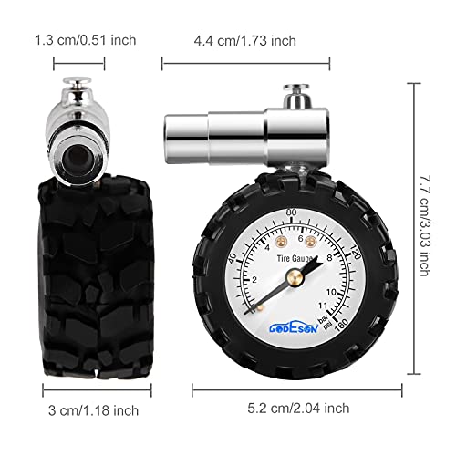 Presta Bicycle Tire Pressure Gauge 0-160psi / 11bar - Mechanical, Compact, Accurate