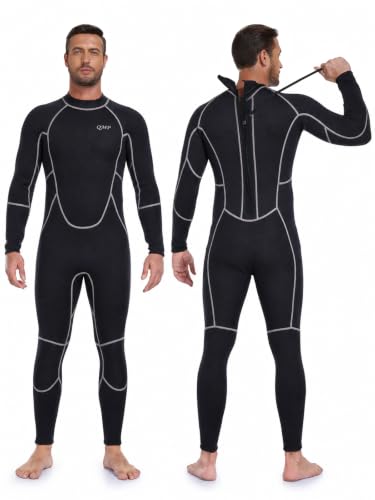 Men's 3mm Lightweight Wetsuit Full Body with Back Zip - Black, Medium