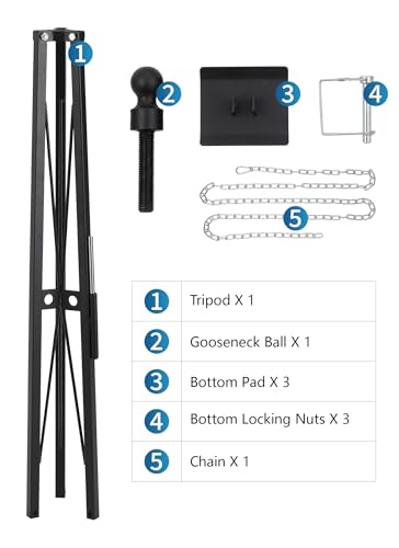 Swellisher 5th Wheel Gooseneck Tripod Stabilizer 5000lbs Load Adjustable Height 35-55" Heavy Duty RV Jack