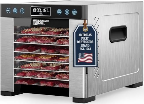 Magic Mill Pro Food Dehydrator with 7 Stainless Steel Trays, 600W, Digital Temp & Timer