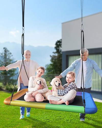 Everyfun Colorful 60" Waterproof Heavy Duty Tree Swing for Kids & Adults with Adjustable Straps