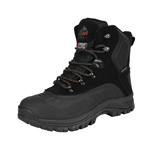 NORTIV 8 Men's Waterproof Snow Hiking Boots - Black, Size 10, Winter & Snow