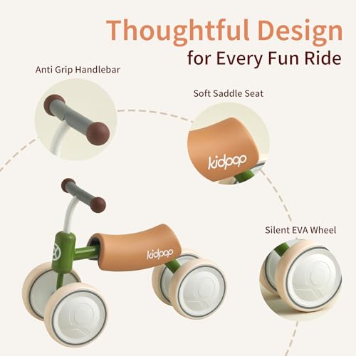 Kids Balance Bike - White Four-Wheeled Ride-On Vehicle for Toddlers