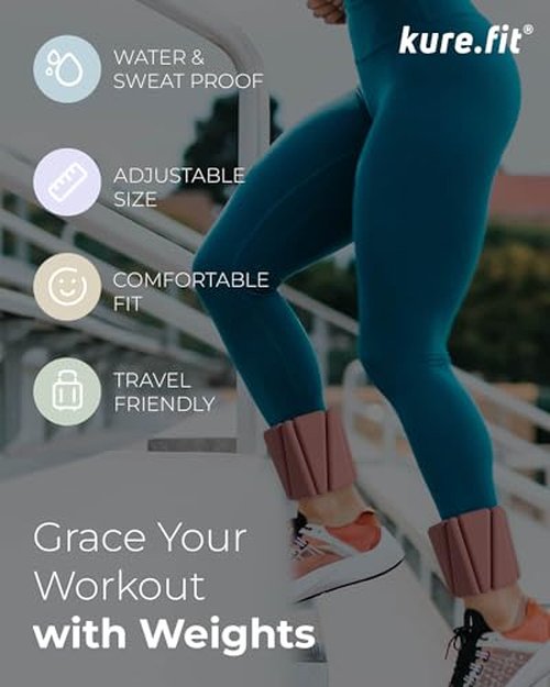 kure.fit Peach Wrist & Ankle Weights + Purple Hand Weight Bars Bundle Set