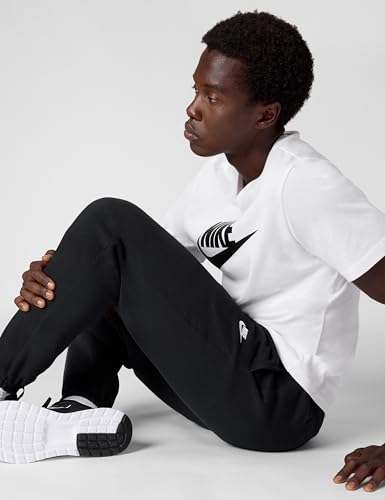 Nike Men's Club Cuffed Brushed Fleece Pants - Medium Black/White