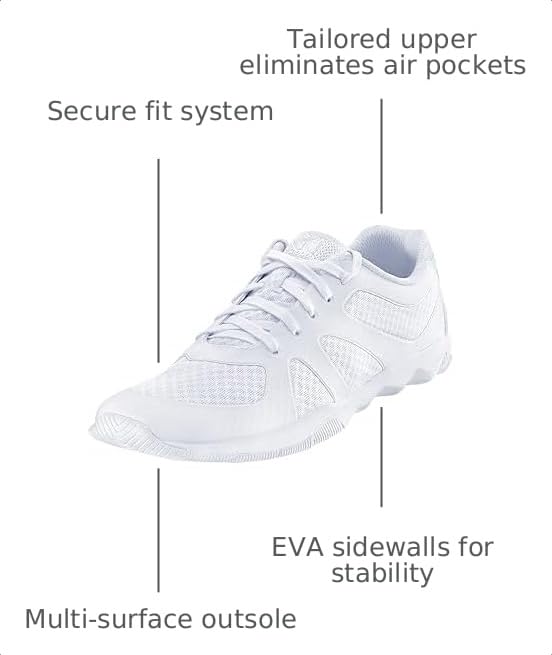 Kaepa All-American White Cheer Shoes for Women & Girls - 7 Size