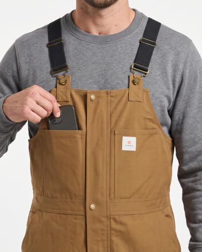 HISEA Men's Brown Duck Insulated Bib Overalls - Water-Resistant Winter Workwear, Medium