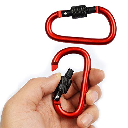 Aluminum Carabiner Keychain Locking D-Ring for Camping Hiking Travel - 10 PCS