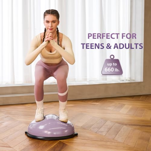 ZELUS Lilac 23in Balance Ball with 55cm Yoga Ball, Resistance Bands & Foot Pump
