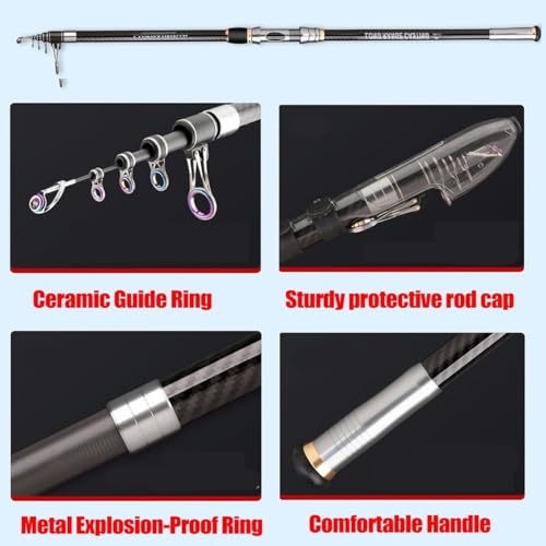 16.4 ft Telescopic Surf Fishing Rod Carbon 1-7oz 15-40lb Spinning Lake Beach