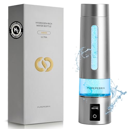 PUREPEBRIX Platinum Hydrogen Water Bottle Generator 10 Oz - Up to 9060 PPB