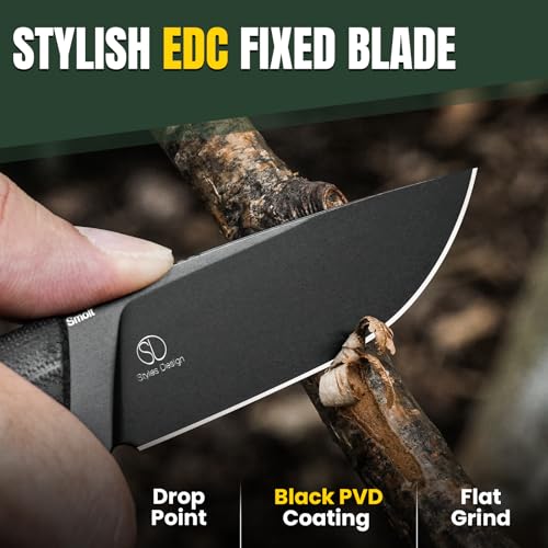 Kizer Smolt Fixed Blade Knife with Sheath - D2 Steel, Micarta & PEI Handle, 2.93" Drop Point
