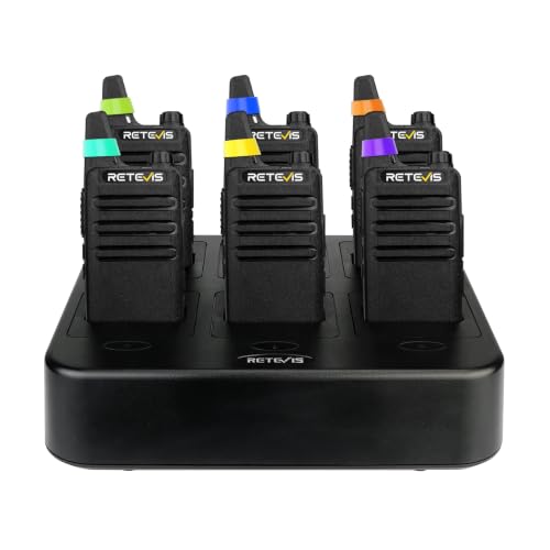 Retevis RT22 Commercial Walkie Talkies 6 Pack with Multi-Unit Charger, Long Range, Rechargeable