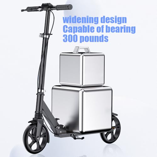Black Dual Brake Kick Scooter with Adjustable Height & Wider Pedals for Kids, Teenagers & Adults