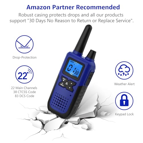 Topsung Long Range Walkie Talkies for Adults with Earpieces - Blue, Green, Orange, Violet, Red, Yellow