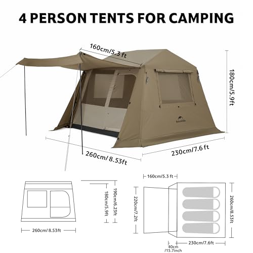 Naturehike Village Lite 4 Person Instant Camping Tent Waterproof Double Layer