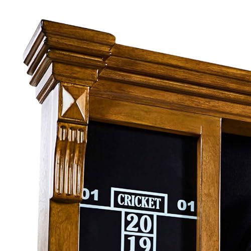 Barrington Pub Style Dartboard with LED Light and Wood Cabinet - Woodhaven Variation