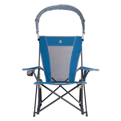 GCI Outdoor Sunshade Rocker Outdoor Folding Chair with Canopy – Neptune Blue