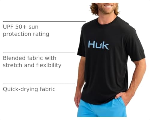 HUK Men's Performance Fishing Logo T-Shirt - Black XXL Short Sleeve