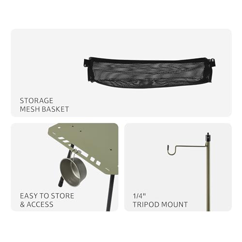 Naturehike Green Tactical Camping Table - Adjustable Height, Lightweight & Portable