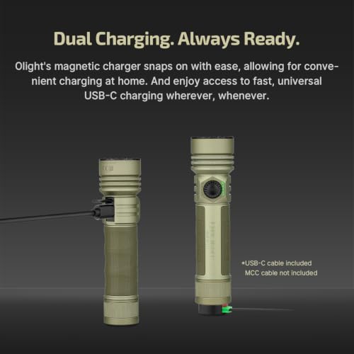 OLIGHT Seeker Ultra Rechargeable EDC Flashlight Olive Green - 4,800 Lumens, Waterproof, Dual Charging