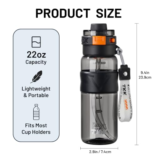22oz BPA-Free Tritan Water Bottle with Mist Spray & Flip Top - Black