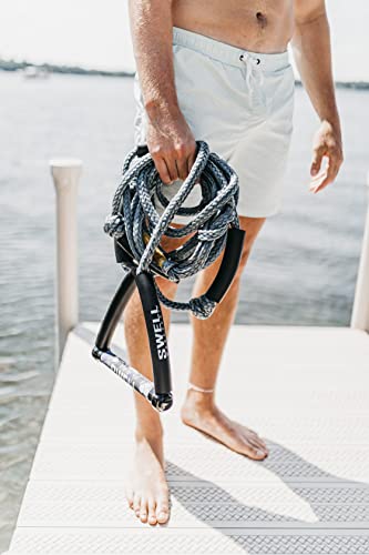 Pro Wakesurf Rope 24' with 3 Removable Sections and Soft Handle - Grey