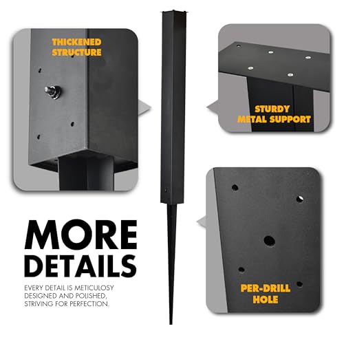BTRAM 43" In-Ground Mounting Post for Mailbox - Style 2, Heavy Duty Black Steel