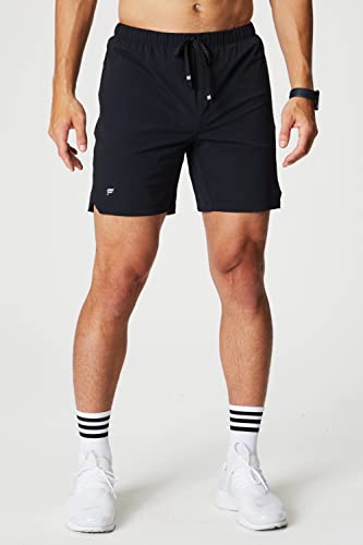 7-Inch Men's Lightweight Training & Swimming Shorts with Zip Pocket - Black Large
