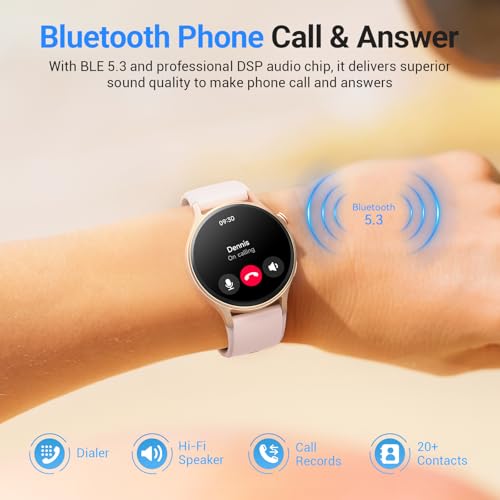 Rose Gold Fitpolo Smart Watch for Women 1.32” AMOLED Fitness Tracker
