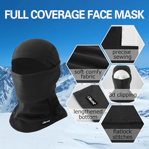 Black Balaclava Ski Mask - One Size Breathable Lightweight Winter Face Cover