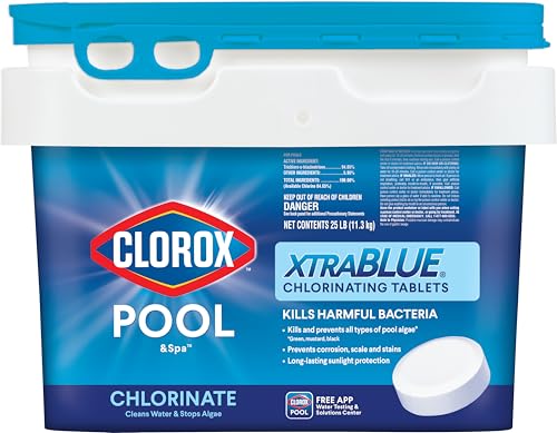 Clorox Pool & Spa XtraBlue 3-inch Chlorinating Tablets 25 lb | Kills Bacteria & Algae