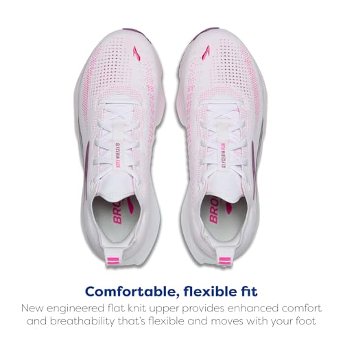 Brooks Women’s Glycerin Flex Running Shoe 8 White Cyber Pink Argyle
