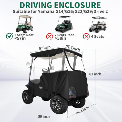 10L0L Golf Cart Enclosure for Yamaha G14 G16 G22 G29 Drive 2 - Weatherproof Cover