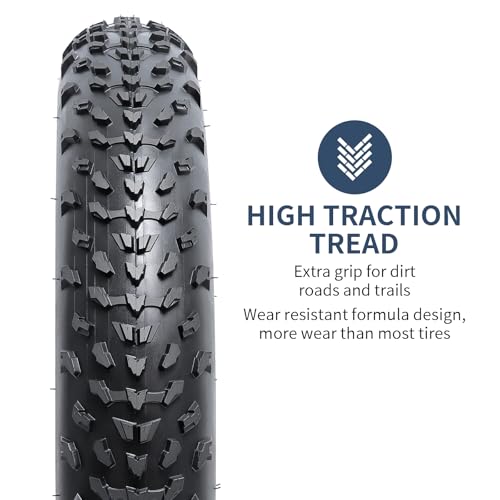 YunSCM 2-Pair 20x4.0 Fat Tire Mountain Bike Tires & Tubes, Compatible with Electric & Fat Bikes