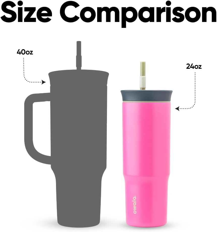 Owala Stainless Steel Travel Tumbler - Triple Layer Insulation, Spill Resistant Lid & Straw, 24 oz, Watermelon Breeze