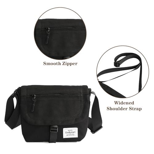 Small Crossbody Bag for Men Women - Canvas Messenger Shoulder Bag Travel Purse