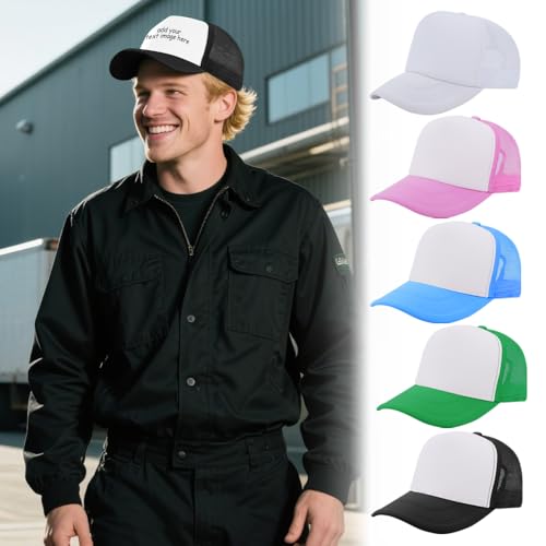 Lblue White 24 Pcs Sublimation Mesh Trucker Hats Baseball Cap for Men Women