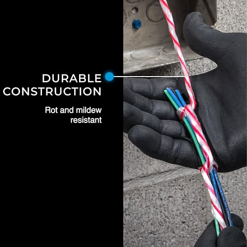 Extra Heavy-Duty 2200 ft Pull Line for Wire & Cable Installation - 500 lb Tensile, Blue Tracer, White